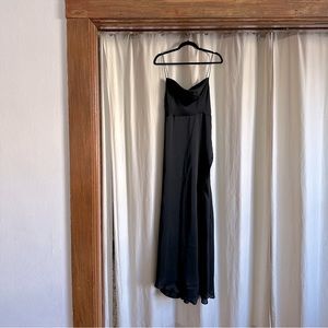 Free People black satin maxi dress
